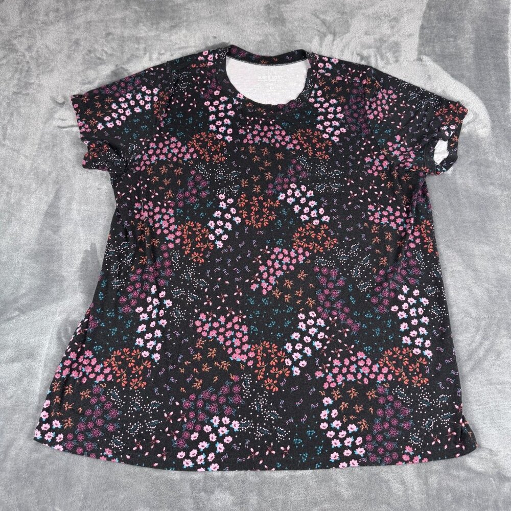 Women's Sz 3x Plus Torrid Super Soft Jersey Pullover Top Dark Floral Print